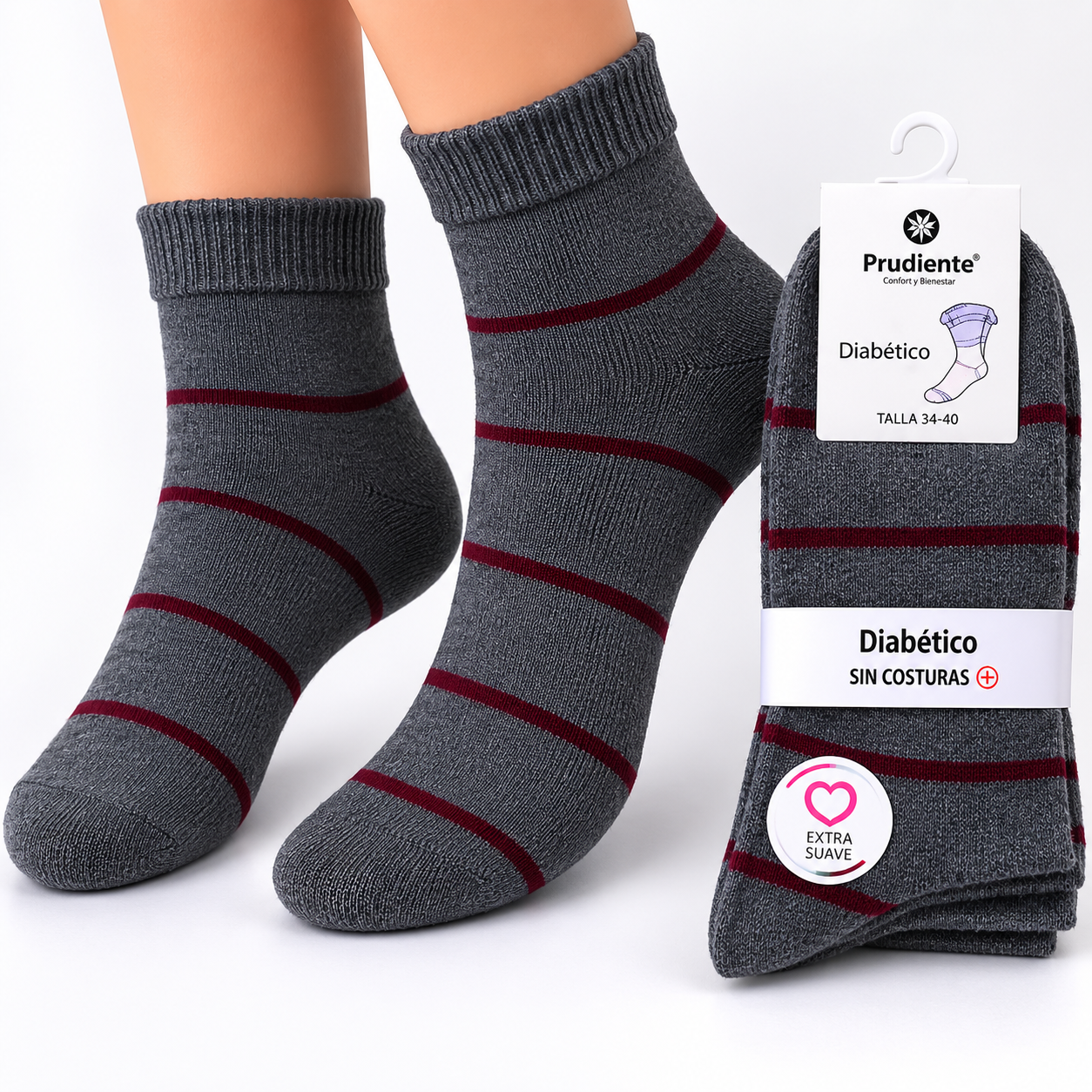 CALCETINES PARA DIABETES MUJER TALLA 34 A 40 | SUAVES Y CÓMODOS SIN COSTURAS MOLESTAS