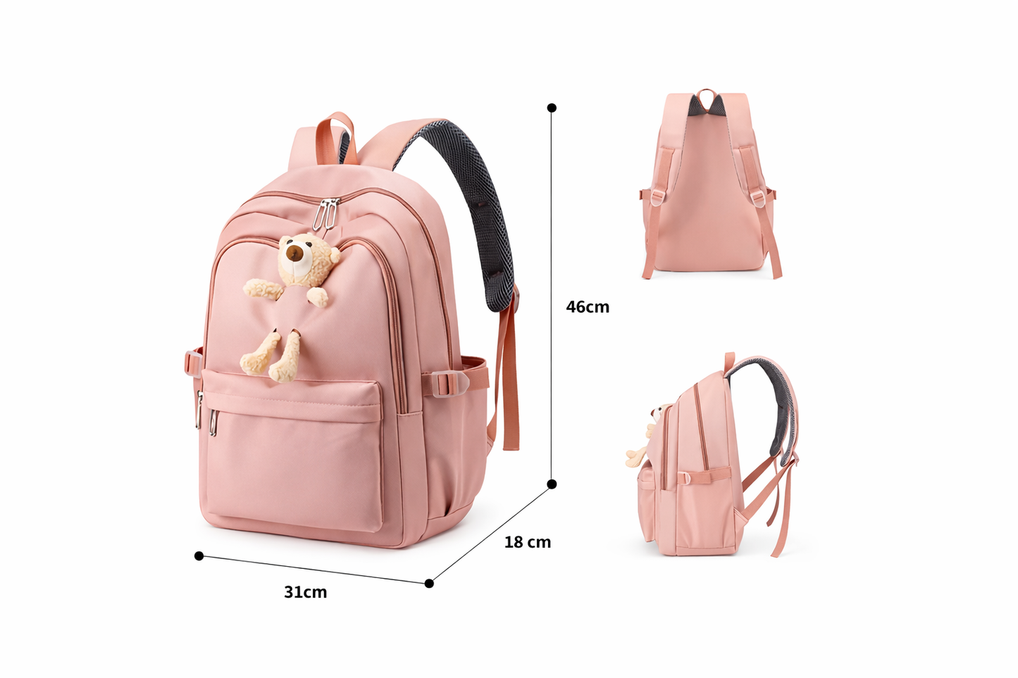 MOCHILA ESCOLAR CON OSITO NIÑAS