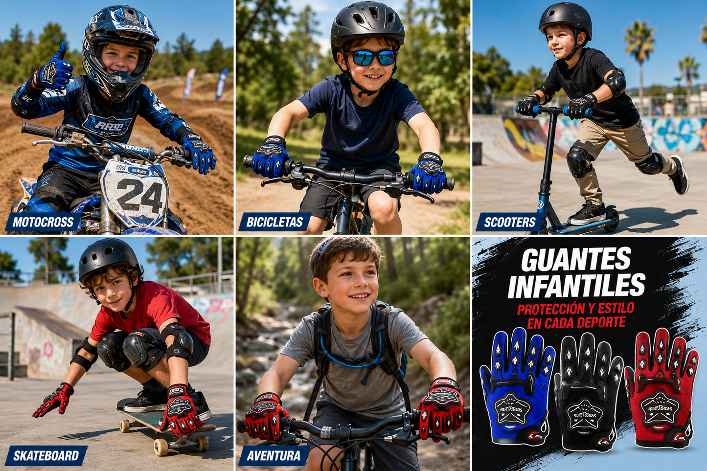 GUANTES DE MOTO INFANTILES CON PROTECCIÓN DE NUDILLOS | KNTGHLAOOD
