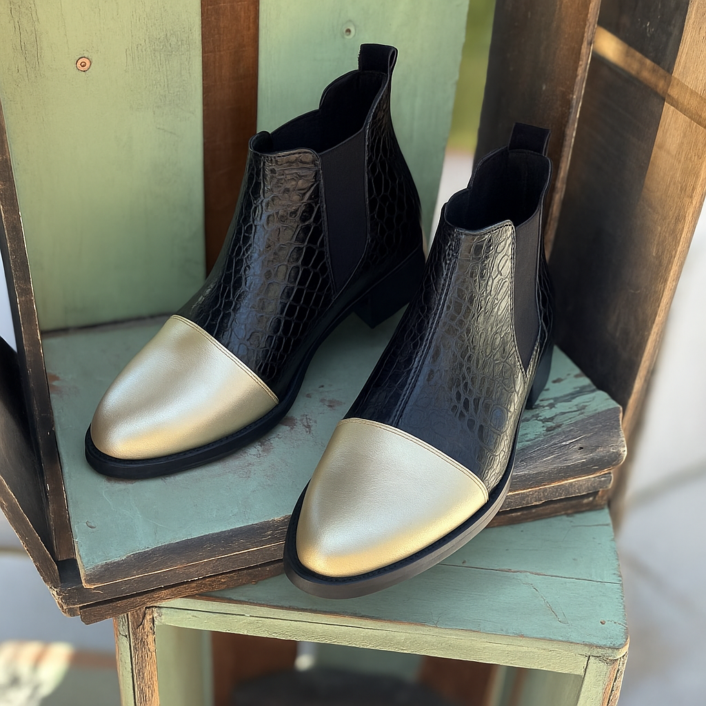 Babucha Caña de Cuero Midnight Gold