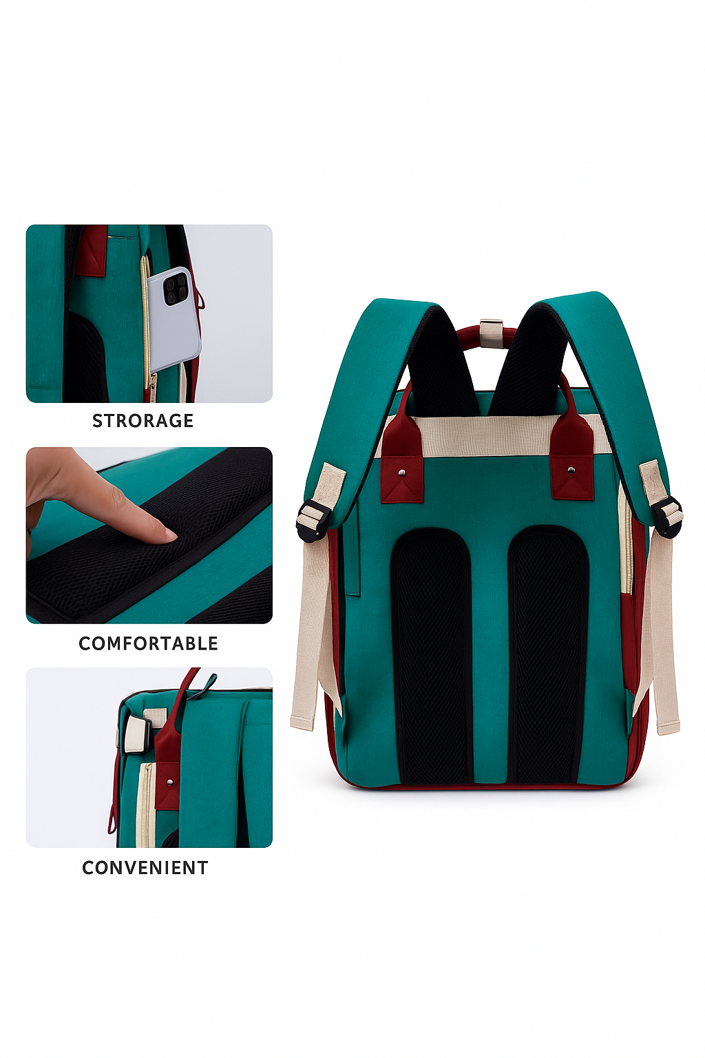 BOLSO CUNA MATERNAL CON TECHO Y PUERTO USB