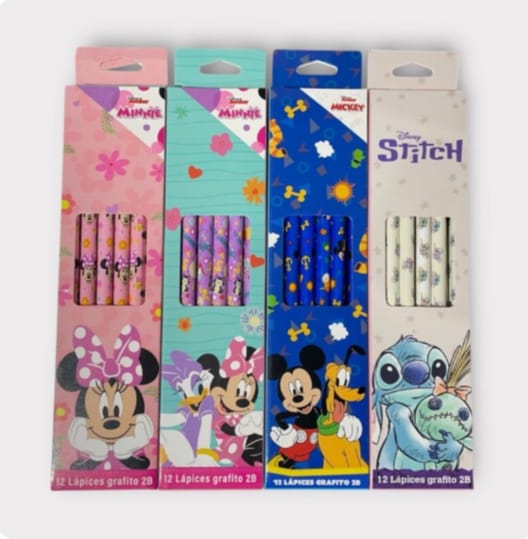 12 LAPICES GRAFITO Estilo DISNEY
