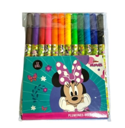 🖍️ Plumones Disney – Set 12 Colores (Diseños Surtidos)