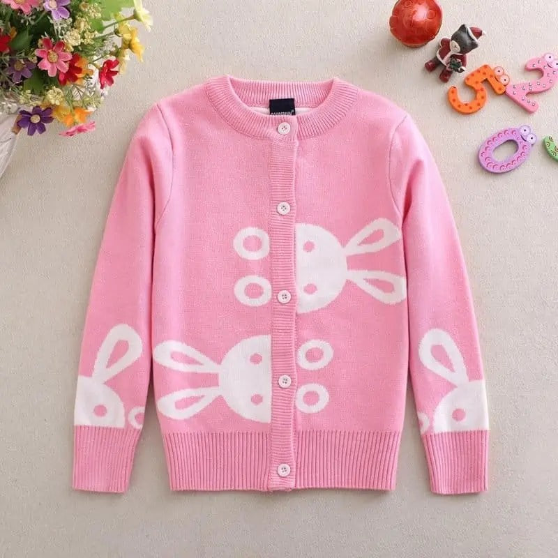 🐰🌸 Chaleco Niña de Conejito tejido con botones Color Rosa