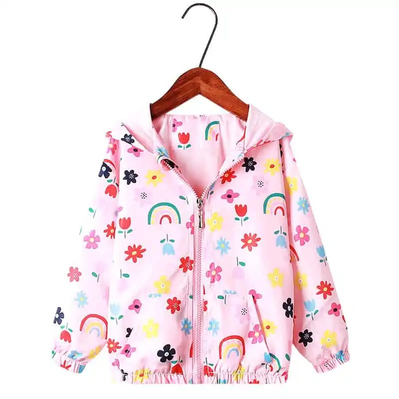 CHAQUETA CORTA VIENTO IMPERMEABLE CON CAPUCHA NIÑA
