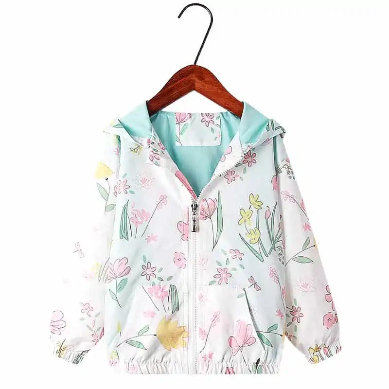 CHAQUETA CORTA VIENTO IMPERMEABLE CON CAPUCHA NIÑA