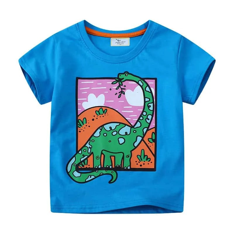 POLERA NIÑO  DE ALGODÓN DISEÑO DINOSAURIO.