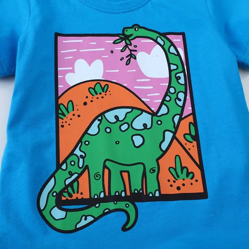 POLERA NIÑO  DE ALGODÓN DISEÑO DINOSAURIO.