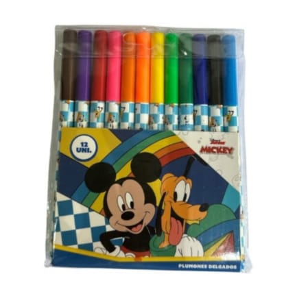 🖍️ Plumones Disney – Set 12 Colores (Diseños Surtidos)