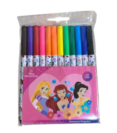 🖍️ Plumones Disney – Set 12 Colores (Diseños Surtidos)