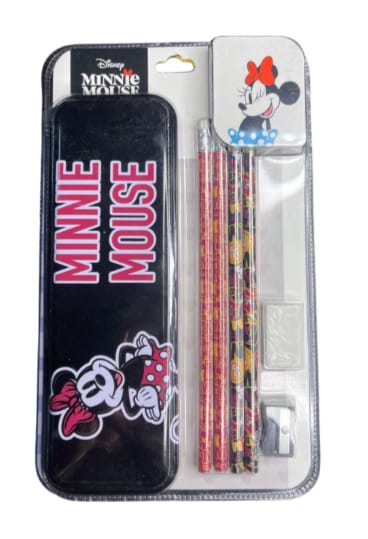 ✏️ Set Escolar Disney con Estuche – Lápices + Goma + Sacapuntas (Diseños Surtidos)
