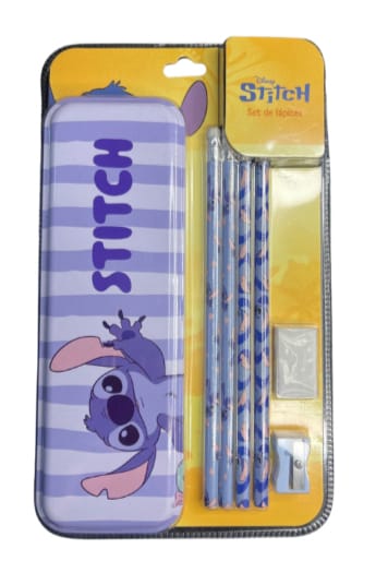 ✏️ Set Escolar Disney con Estuche – Lápices + Goma + Sacapuntas (Diseños Surtidos)