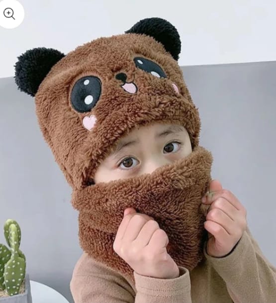 Gorro Panda Kawaii con Cuello 🧸❄️ ¡Abrigo y ternura en uno!