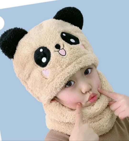 Gorro Panda Kawaii con Cuello 🧸❄️ ¡Abrigo y ternura en uno!