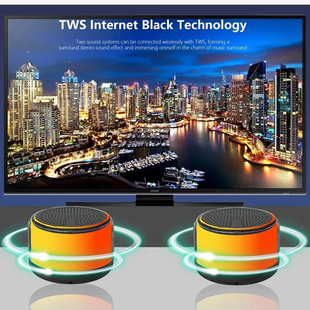 🔊 Parlante Bluetooth TWS Mini – Sonido Estéreo y Luces LED 🔥