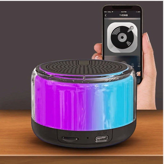 🔊 Parlante Bluetooth TWS Mini – Sonido Estéreo y Luces LED 🔥