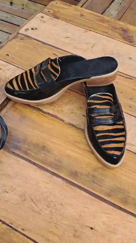 🐆 Puntillas de Cuero Hechas a Mano – Diseño Animal Print Exclusivo